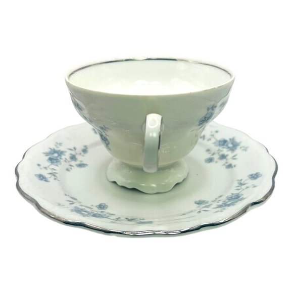Johann Haviland Bavaria Germany Fine Porcelain Blue Garland Saucer & Tea Cup - Picture 4 of 9